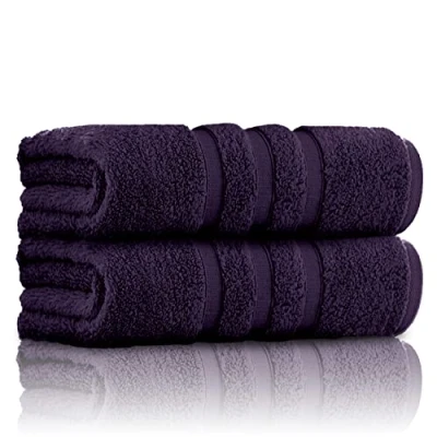 Image of GC GAVENO CAVAILIA 2 Pk Bath Towels, 550 Gsm Quick Dry Towel, Highly Absorbent Egyptian Cotton Towel Set, Machine Washable Bathroom Towels Purple