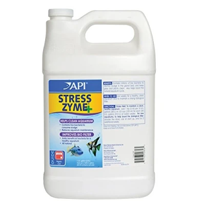 Image of API STRESS ZYME Freshwater and Saltwater Aquarium Cleaning Solution 3.78 Litre Bottle,White