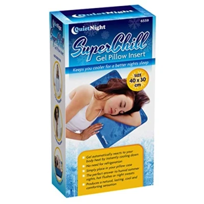 Image of Quietnight Superchill Gel Pillow Insert Mat Cooling Pad Helps Improve Quality of Sleep Ideal for Flu Fevers Night Sweats 40 cm x 30