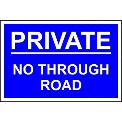 Image of Private no through road safety sign 3mm Aluminium 400mm x 300mm