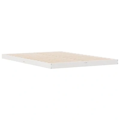 Image of vidaXL white pine wood bed frame 160x210 cm minimalist rectangular indoor sleeping solution