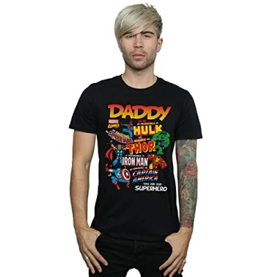 Image of Marvel Men&#039;s Our Dad Superhero T Shirt Black Large