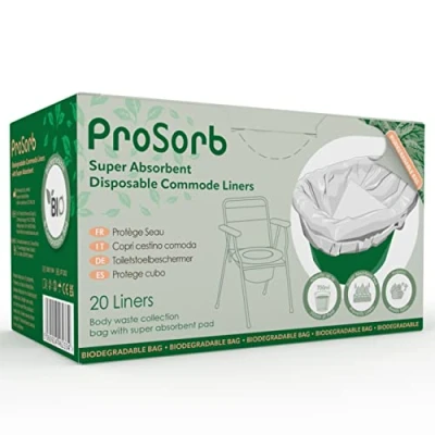 Image of Pack of 20 Prosorb Super Absorbent Disposable Commode/Bed Pan Liners Biodegradable Bag