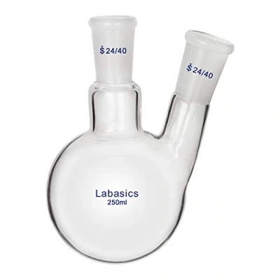 Image of Labasics Glass 250ml 2 Neck Round Bottom Flask RBF, with 24/40 Center and Side Standard Taper Outer Joint,