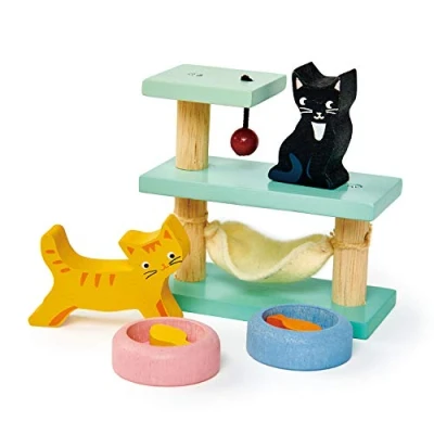 Image of Tender Leaf Toys Pet Cats Set Wooden Dolls House Cat Accessories