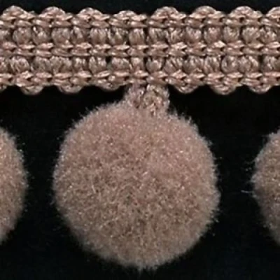 Image of HomeBuy 1M POM BOBBLE TRIM FRINGE MEDIUM SIZE 10mm 20 colours (per metre) DARK BEIGE #B