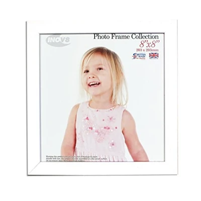 Image of Inov8 British Made Real Wood Picture/Photo Frame 8x8&quot; Inch(20x20cm) Auckland 20mm Pine White