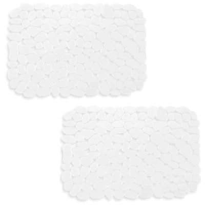 Image of Echehi 2 Pack Sink Protector Mat, 40 x 30 cm DIY Cut for Kitchen Stainless Steel Sink, Fast Draining Mat Dishes and Glassware. Clear