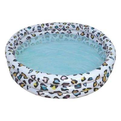 Image of CKB LTD Kids Inflatable Leopard Print Paddling Pool for Toddler Children Circular 110cm Width, 27cm Height, Ages 2+