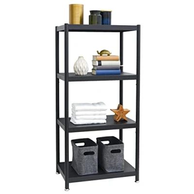 Image of shelfr Industrial Design Black Metal Shelving Unit 61x41x130 Heavy Duty 4 Tier Shelf Free Standing Storage Shelves Office Kitchen Rack Bookshelf Outdoor Cabinet