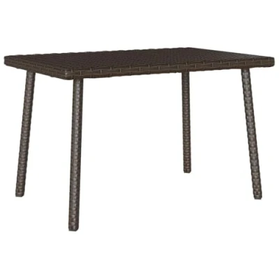 Image of vidaXL garden coffee table rectangular 60x40x37cm in brown poly rattan/sturdy steel frame for versatile outdoor/indoor use modern low maintenance patio, deck, or living room