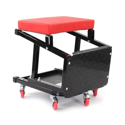Image of WilTec Rolling Workshop Seat with Step Stool up to 160 kg Mobile Garage Rack and