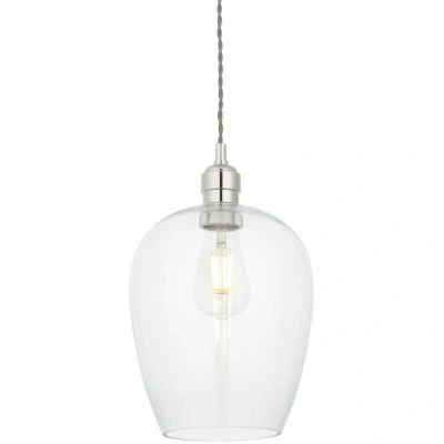 Image of Livorno Single Pendant Ceiling Lamp, Bright Nickel Plate, Glass
