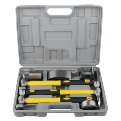 Image of DAYUAN 7Pcs Craft Panel Beating Kit Hammer and Dolly Set Hammers for Car Auto Body Repair with Storage Case
