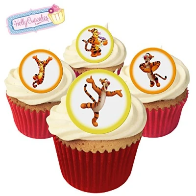 Image of 24 Fabulous Pre Cut Edible Wafer Cake Toppers: Tigger