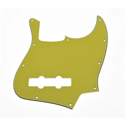 Image of KAISH 4 String J Bass Style Pickguard Pick Guard Scratch Plate for USA/Mexico Jazz Yellow 3 Ply