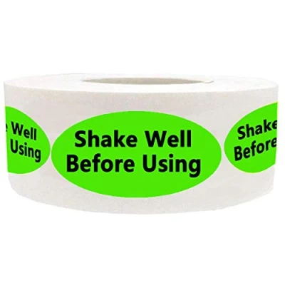 Image of &quot;Shake Well Before Using &quot;Stickers , 0.75 x 1.5 Inch Fluorescent Green with Black Shake Stickers Labels, 500 Labels on a Roll