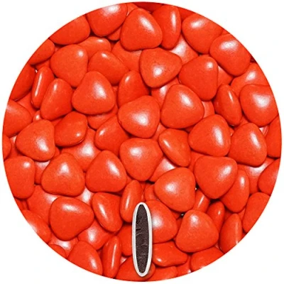 Image of EinsSein 0,5kg sugared chocolate hearts dragees med red glossy heart chocolates sweets dragées wedding mini favours guests shapes table party baptism sweet almonds