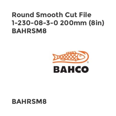 Image of Bahco 1 230 08 3 0 Round Smooth Cut File 200mm (8in) BAHRSM8