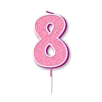 Image of Oaktree Glitter No.8 Candle 7.5cm Pink/Silver