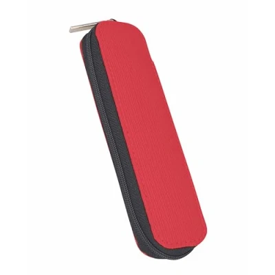 Image of Online Pencil Case, Stylish case with Zip, 2 Pen Loops, etui for Ballpoint pens, Fountain Brush etc, Bag School, College &amp; Office, red, pens