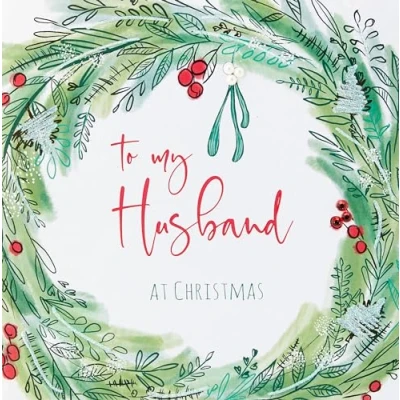Image of White Cotton Cards To My Husband, Handmade Large Christmas Card (Code xx14 112)