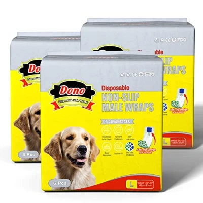 Image of Dono Disposable Dog Nappies Male,Disposable Male Belly Bands with Anti slip Fastener, Incontinence Wraps,Super absorbent &amp; Leak proof,Blue Yellow