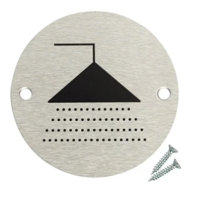 Image of Fire Door Guru® Sign 76mm Disc Stainless Steel Safety Fixings Included (Shower)
