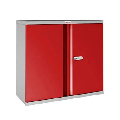 Image of Phoenix Safe Company SCL0891GRE Secure Office Storage 2 Door 1 Shelf Electronic Lock Steel Cupboard Grey &amp; Red 216 Litres 22kg