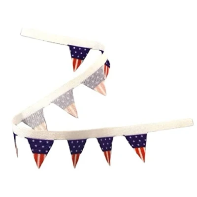 Image of Melody Jane Dolls House American USA Flag Bunting Party Banner Decoration 1:12 Accessory