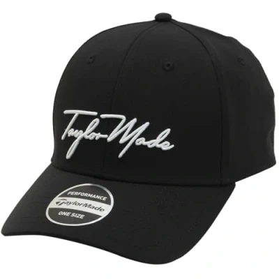 Image of TaylorMade Mens Tm23 Script Seeker Golf Baseball Cap, Black