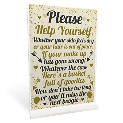 Image of RED OCEAN Toiletries Sign Wedding Table Decoration Standing Plaque Party Keepsake