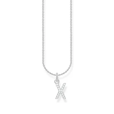 Image of THOMAS SABO letter W necklace, gold plated silver with zirconia, KE2262 414 14