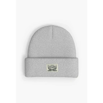 Image of Levi&#039;s Men&#039;s Backpatch Beanie, Regular Grey, UN