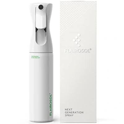 Image of FLAIROSOL The Original, Plant Mister Spray Bottle for Indoor and Gardens, Continuous Mist with 1,001 Uses. Trusted by Professionals. Patented Technology. 300ml, White Bottle, Green Print