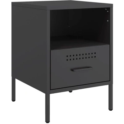 Image of vidaXL Bedside Cabinet Black 36x39x50.5 cm Steel
