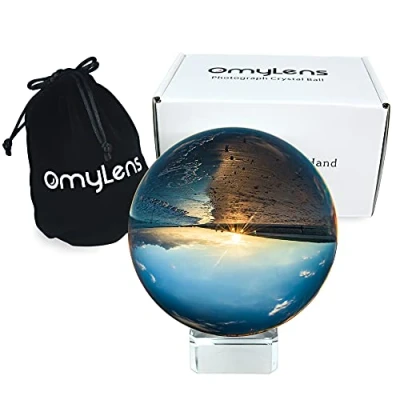 Image of Omylens Lens Ball (60mm), K9 Crystal with Stand and Silk Bag, for Photography Accessories Props, Heal Magic Decorative(6cm/2.36″ Set Clear Ball)