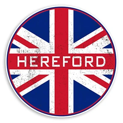 Image of 2 x 10cm Hereford England Vinyl Stickers Britain Flag Sticker Luggage #20595 (10cm Wide)