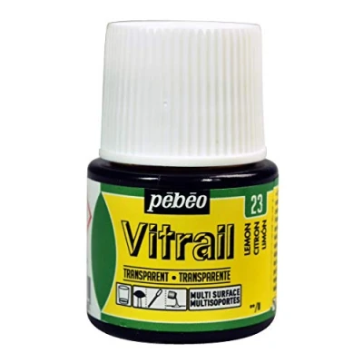 Image of Pebeo Vitrail Stained Glass Effect Paint 45 Milliliter Bottle, Lemon,Lemon, 050 023