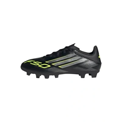 Image of adidas Unisex F50 Club Firm Multi Ground Football Boots, Core Black/Iron Metallic/Lucid Lemon, 7 UK