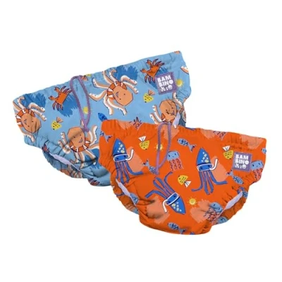 Image of Bambino Mio, Revolutionary Reusable Swim Nappy Pants for Babies and Toddlers, Boys Girls, Bubbles, Pack of 2, 6 12 Months