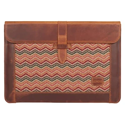 Image of Londo Top Grain Leather MacBook Bag Laptop Sleeve for Pro and Air Case Compatible with 15 Inch 15.5 16 M1 2020 2021 2022 Models