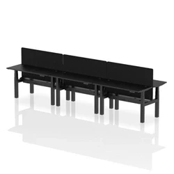 Image of Air B2B 1400x600mm Adjustable 6P Bench Desk CP Black/Black + Screen