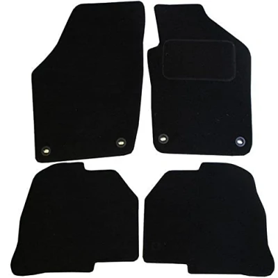 Image of JVL 1363 Fully Tailored Car Mat Set with 4 Clips Pieces, Black