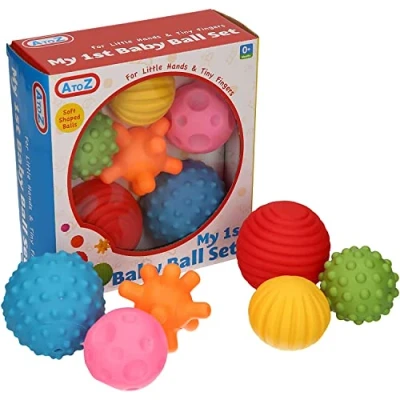 Image of A to Z 61017 My First Baby Multi Textured Sensory Soft Balls, Colour (Multi, 4 Pack)