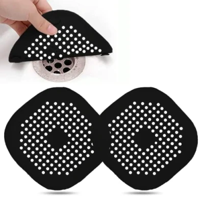Image of 2 Pcs Silicone Drain Protector with Sucker, Sink Strainer Protector, Shower Covers Hair Catcher, Plug Trap Filter for Bathroom, Bathtub, Kitchen