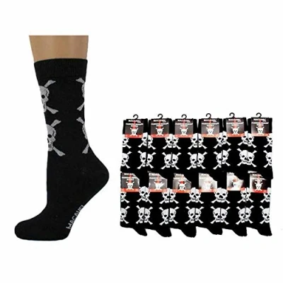 Image of Macahel Men&#039;s Cotton Rich Skull on Black Ankle Socks