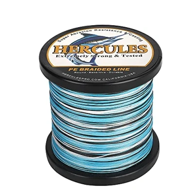 Image of HERCULES Braided Fishing Line 12 Strands, 100 2000m 109 2196 Yards Braid Fish Line, 10lbs 420lbs Test PE Lines for Saltwater Freshwater Camo Blue, 50lbs, 300m