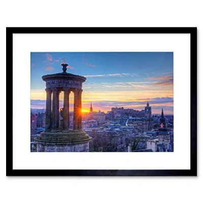 Image of Wee Blue Coo Dt Calton Hill Edinburgh Sunset Art Picture Framed Wall Print