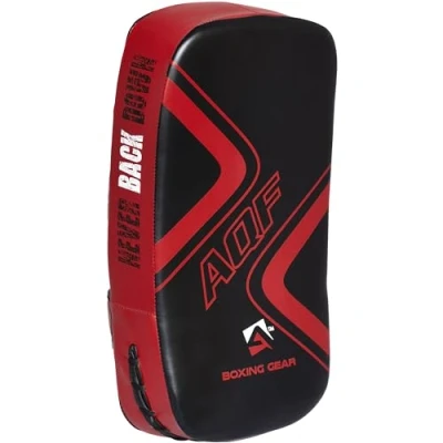 Image of AQF Thai Kick Boxing Strike Curved Arm Pad MMA Focus Punch Shield Mitt PRO Pads Karate Training Equipment Muay Hook &amp; Jab (Single, Red)